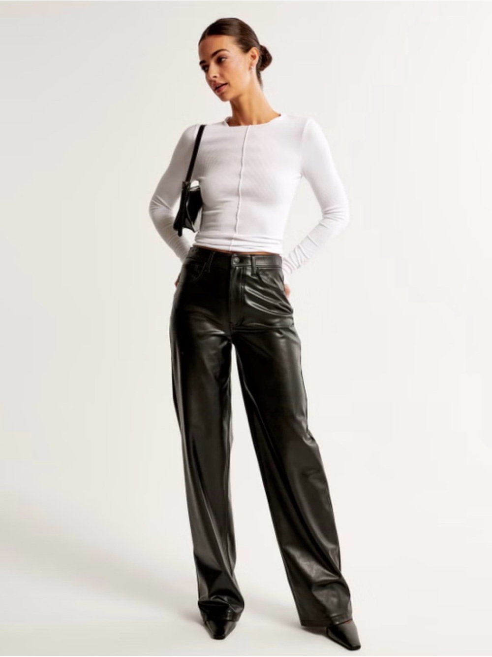 Abercrombie & Fitch Curve Love High Rise 90s Relaxed Vegan Leather Pant. 25